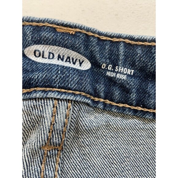 Old Navy Blue Jean Shorts Womens 14 High Rise OG Straight Raw Cuffed Hem Summer - Picture 4 of 6
